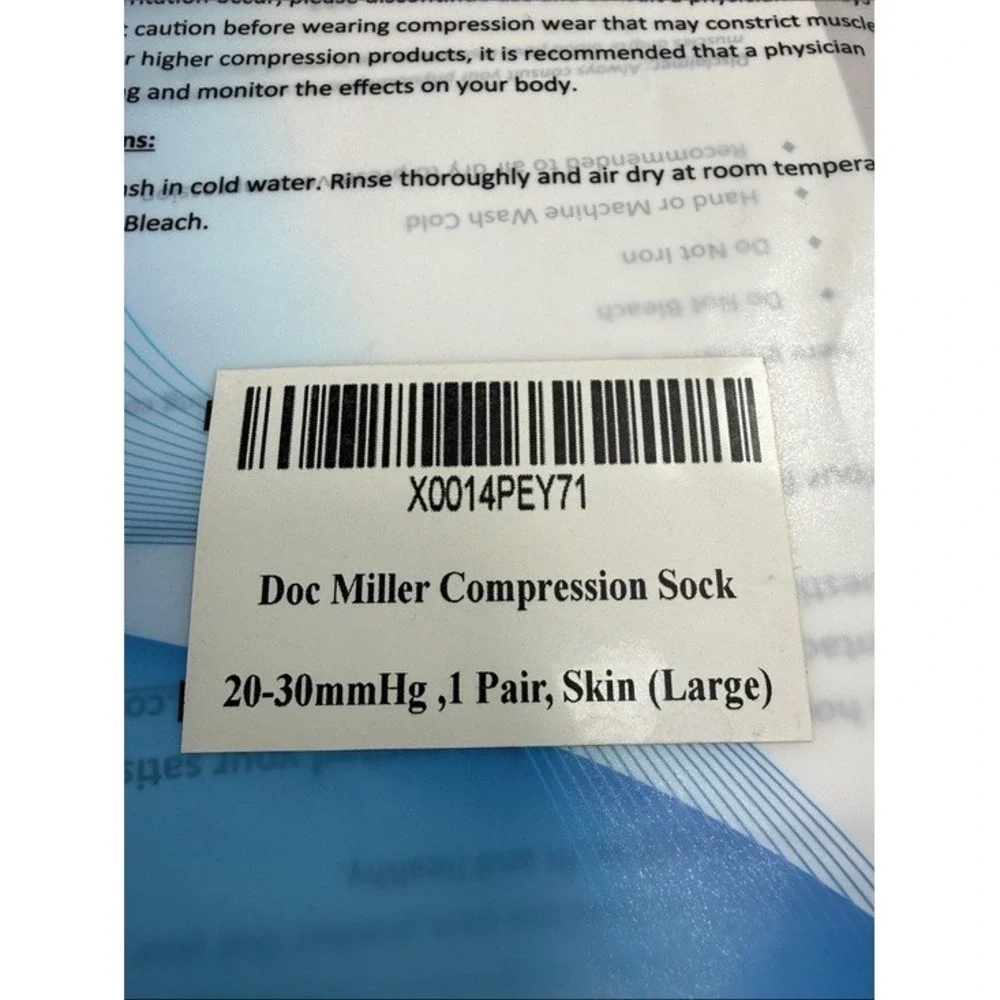 Doc Miller Compression Sock Unisex Skin Beige 20-30mmHg Medical Knee High New LG